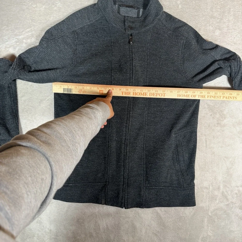 QOR Mens Merino Wool Blend Full Zip Knit Sweater Jacket Gray Size Medium